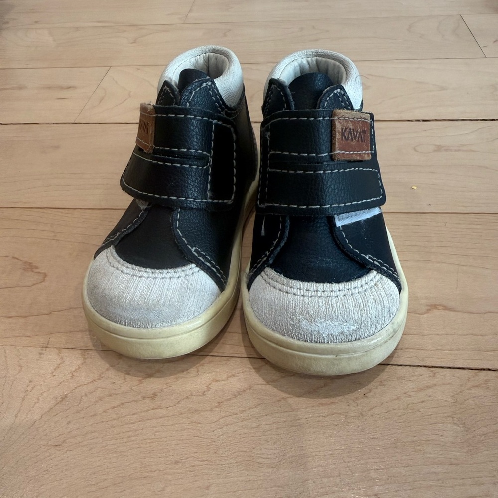 Kids Black and Cream Velcro Boot Sneakers